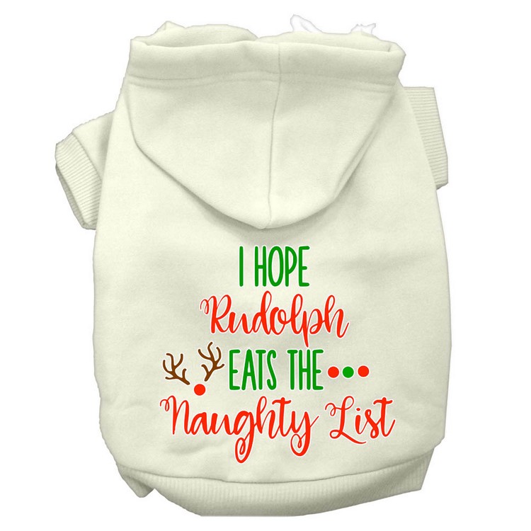 Hope Rudolph Eats Naughty List Screen Print Dog Hoodie Cream XXL